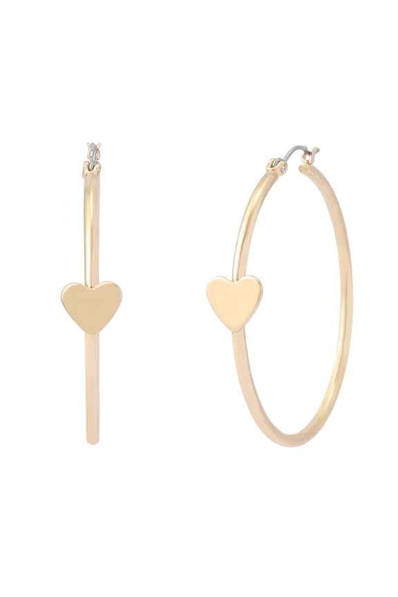 Women's Fashion Gold-Tone Heart Hoop Earrings