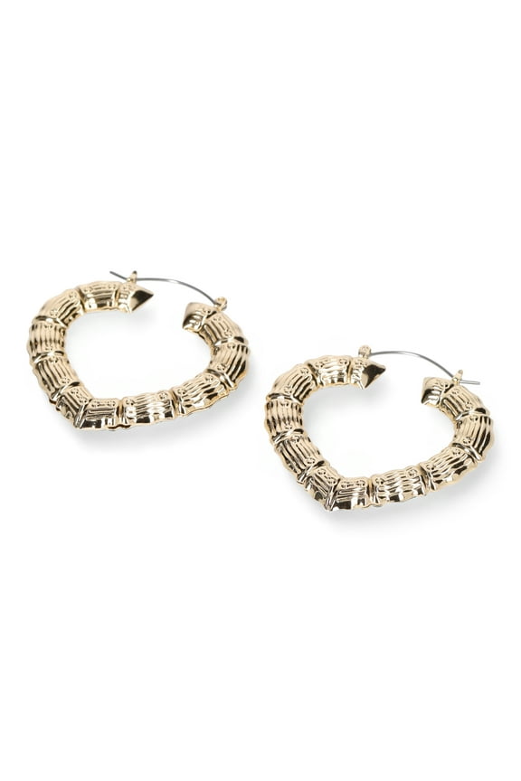 Women's Fashion Gold Tone Heart Hoop Earrings