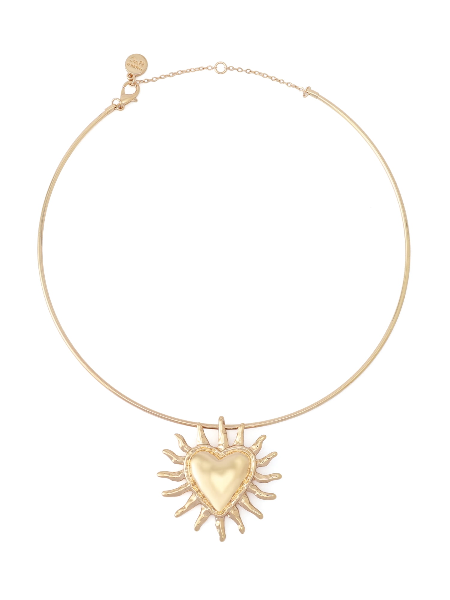 Madden NYC Women's Fashion Gold-Tone Heart Sun Pendant Wire Necklace