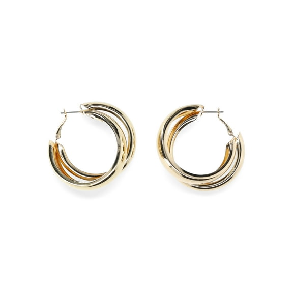 Madden NYC Women's Fashion Gold Tone Layered Hoop Earrings