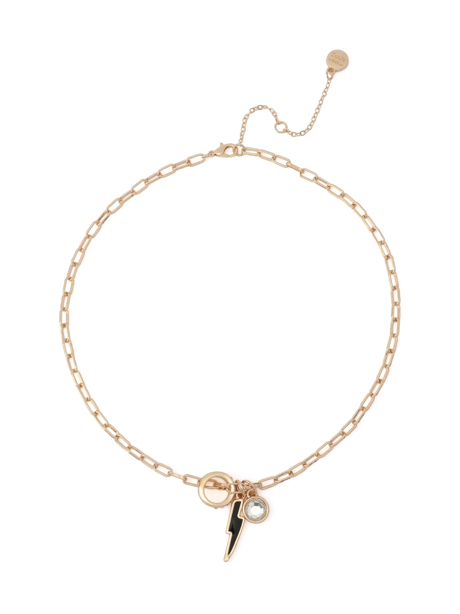 Madden NYC Women's Fashion Gold-Tone Lightning Bolt Charm Pendant Necklace