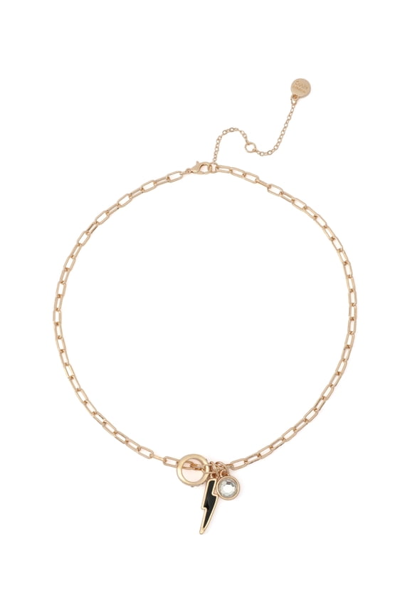 Women's Fashion Gold-Tone Lightning Bolt Charm Pendant Necklace