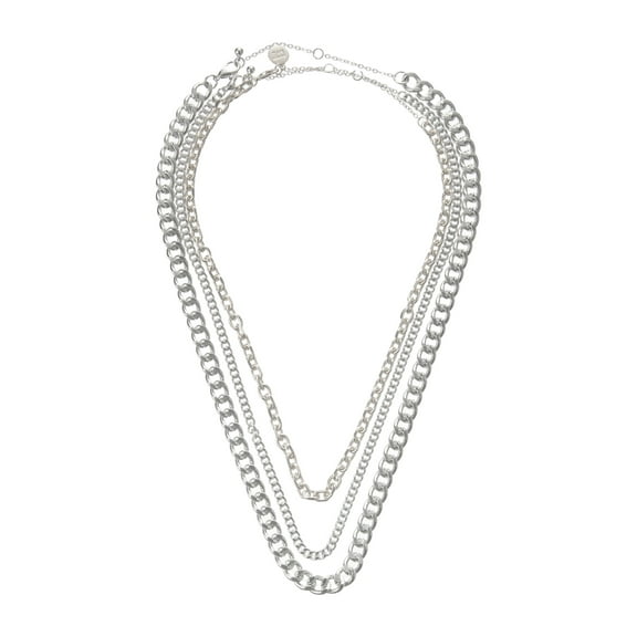 Madden NYC Women's Fashion Rhodium Mixed Chain 3-Piece Necklace Set
