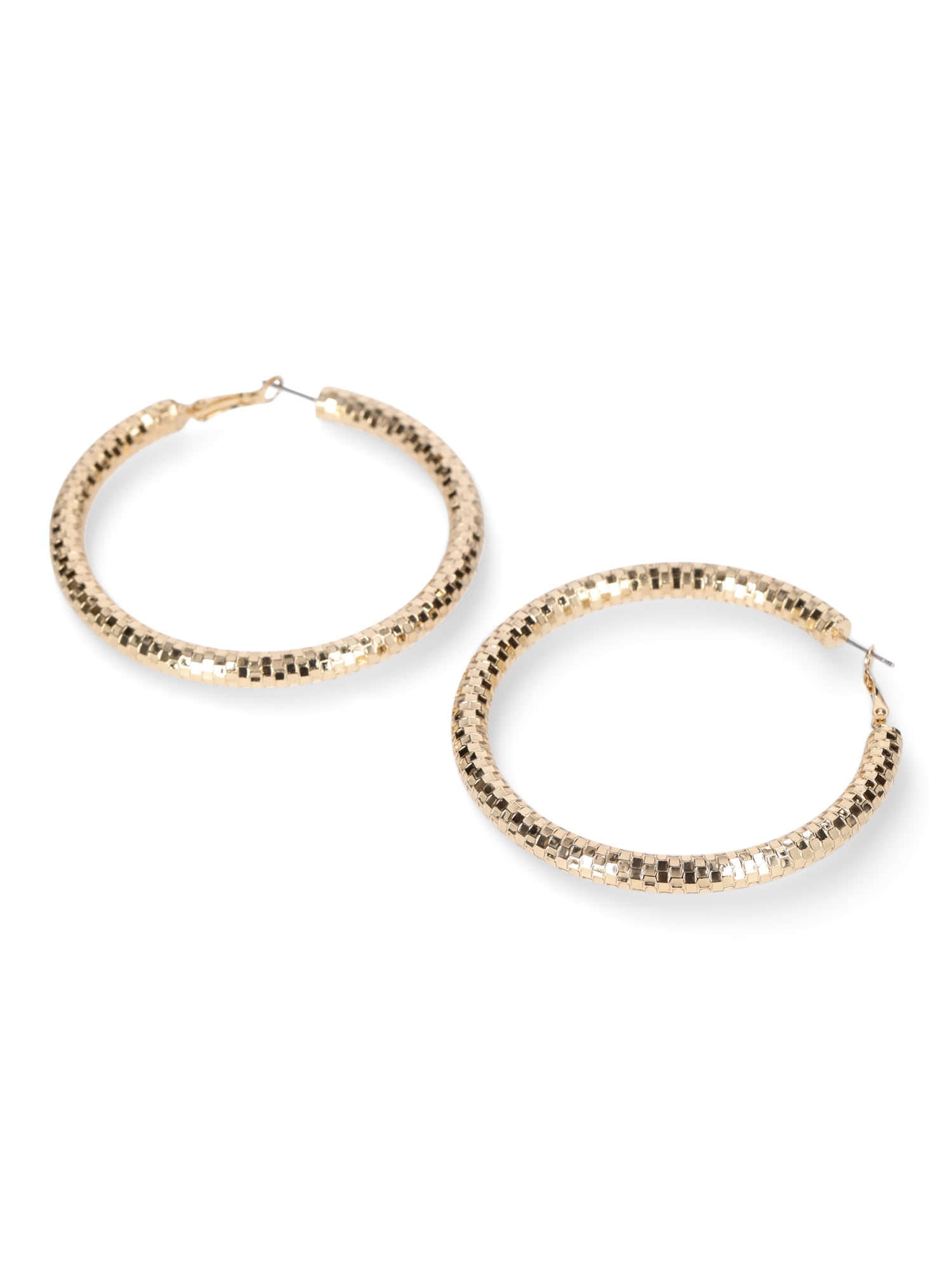 Madden NYC Women's Fashion Gold Tone Openwork Large Hoop Earrings