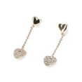 thumbnail image 1 of Madden NYC Women's Fashion Gold Tone Pavé Heart Linear Earrings, 1 of 3