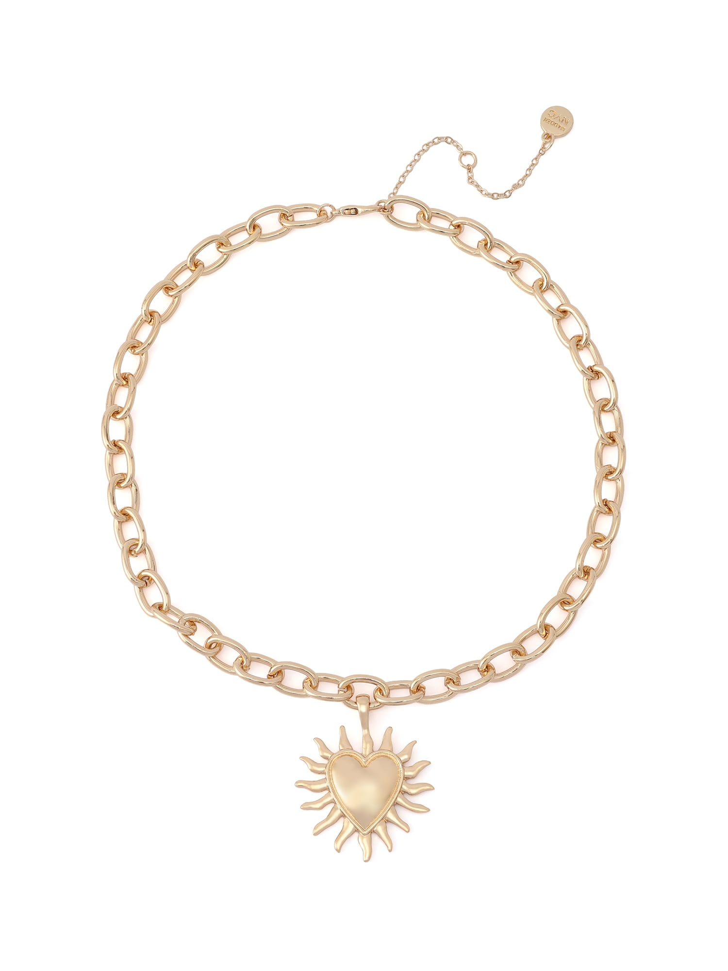 Madden NYC Women's Fashion Gold-Tone Heart-Sun Pendant Necklace