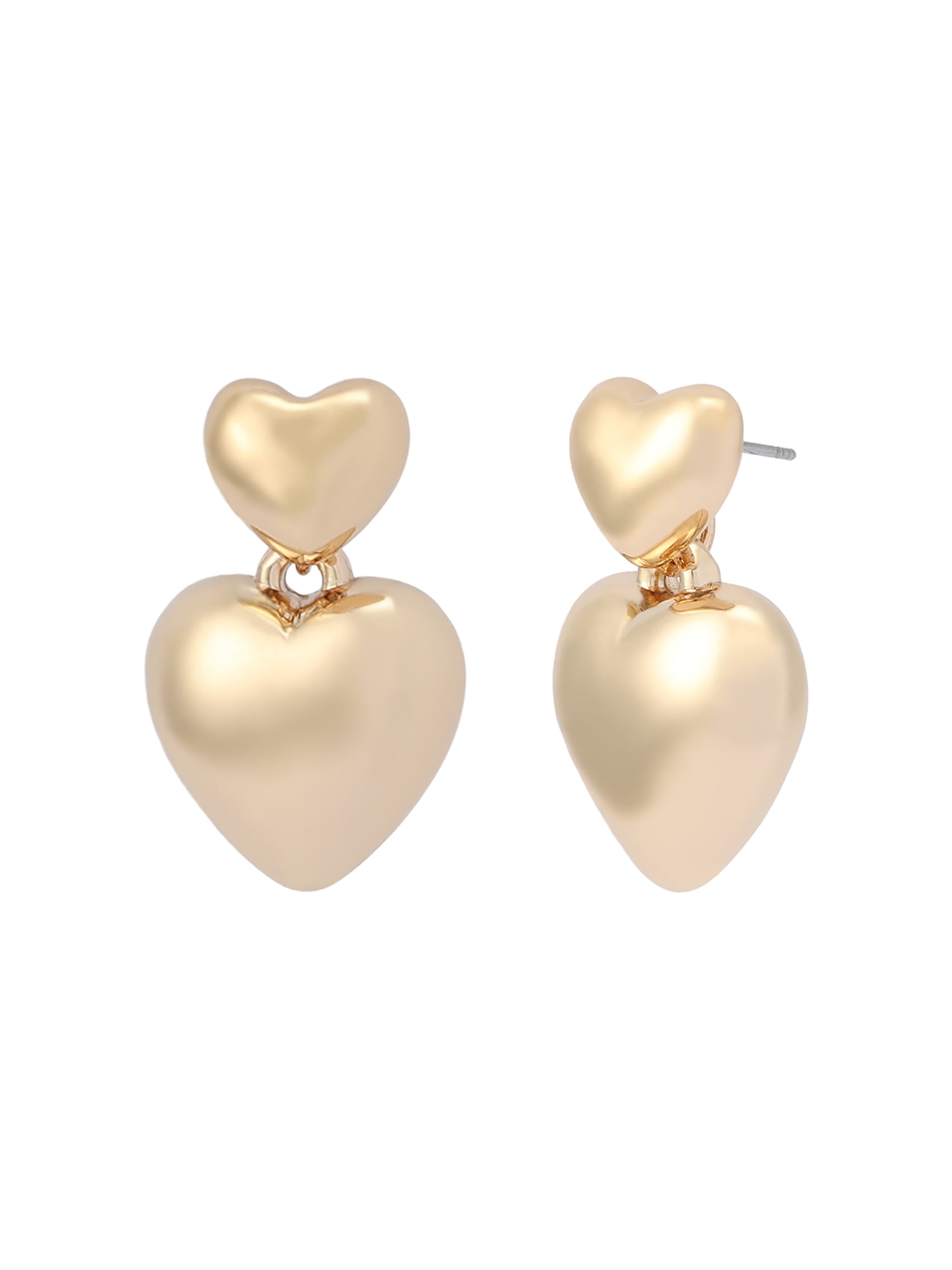 Madden NYC Women's Fashion Gold-Tone Puffy Heart Drop Earrings
