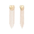 thumbnail image 1 of Madden NYC Women's Fashion Gold-Tone Puffy Heart Fringe Earrings, 1 of 4
