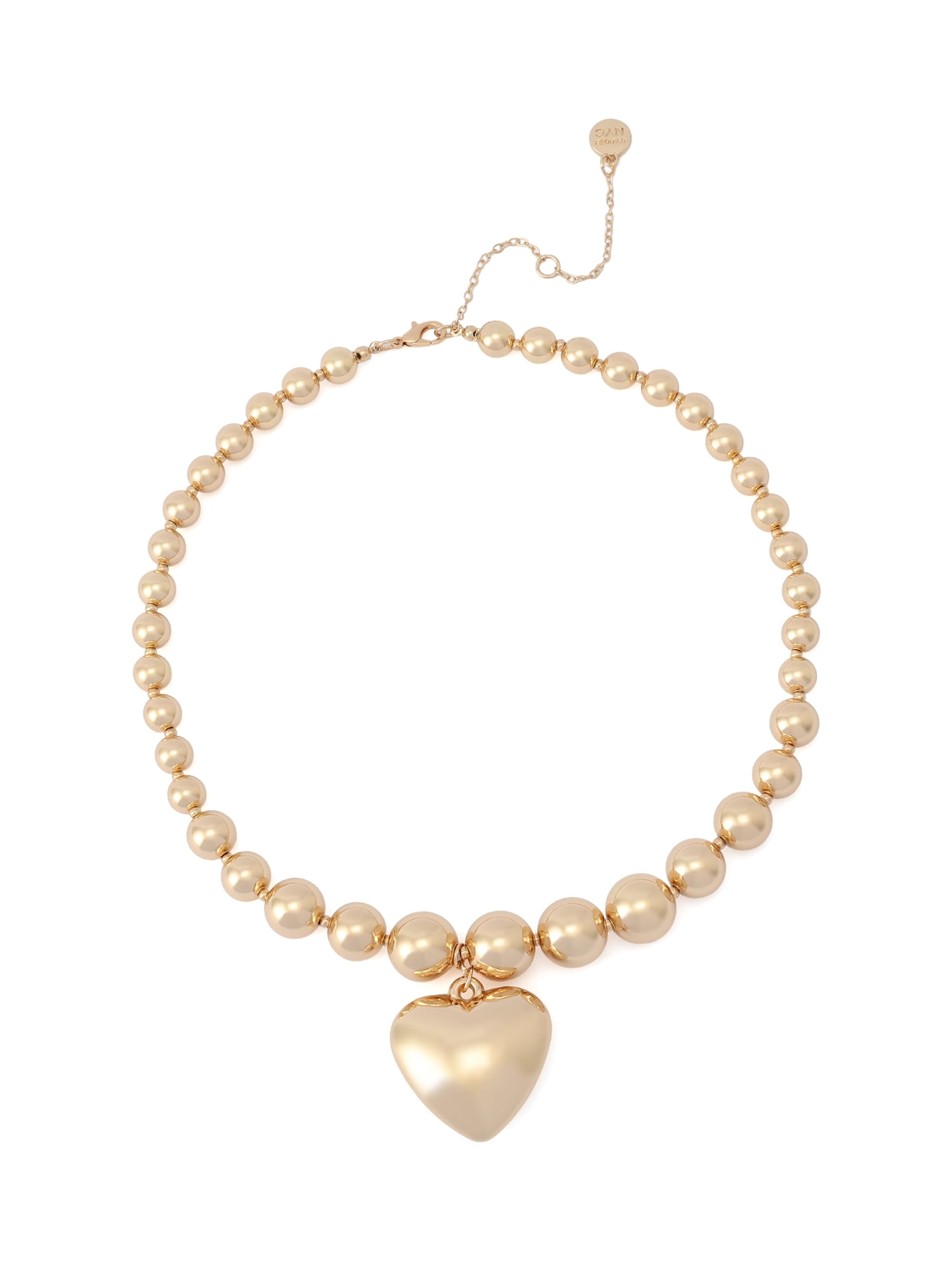 Madden NYC Women's Fashion Gold-Tone Puffy Heart Pendant Necklace