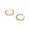 thumbnail image 1 of Madden NYC Women's Fashion Gold Tone Textured Twist Medium Hoop Earrings, 1 of 4