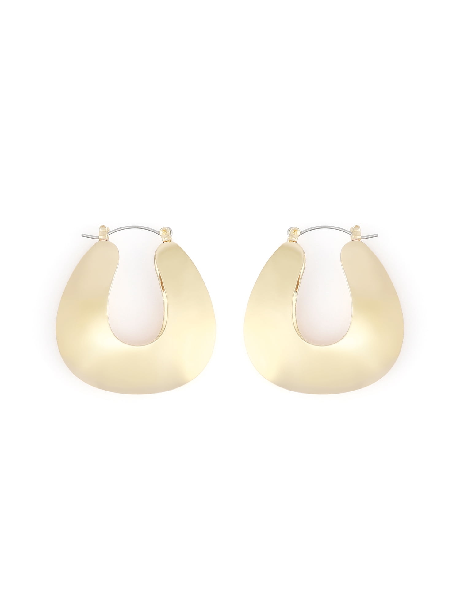 Madden NYC Women's Fashion Gold-Tone Wide Flat Hoop Earrings