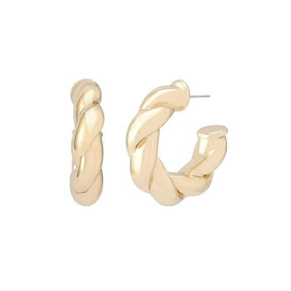 Madden NYC Women's Fashion Gold Twisted Hoop Earrings