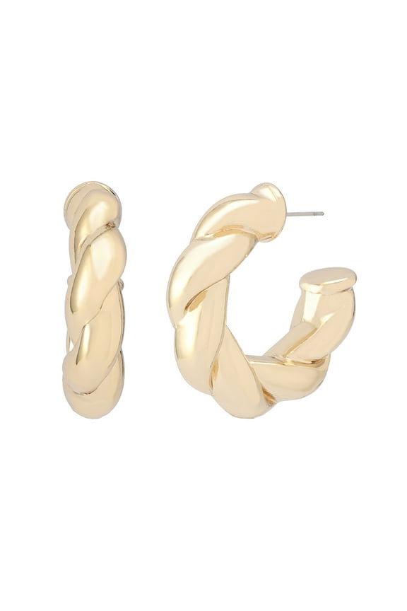 Women's Fashion Gold Twisted Hoop Earrings