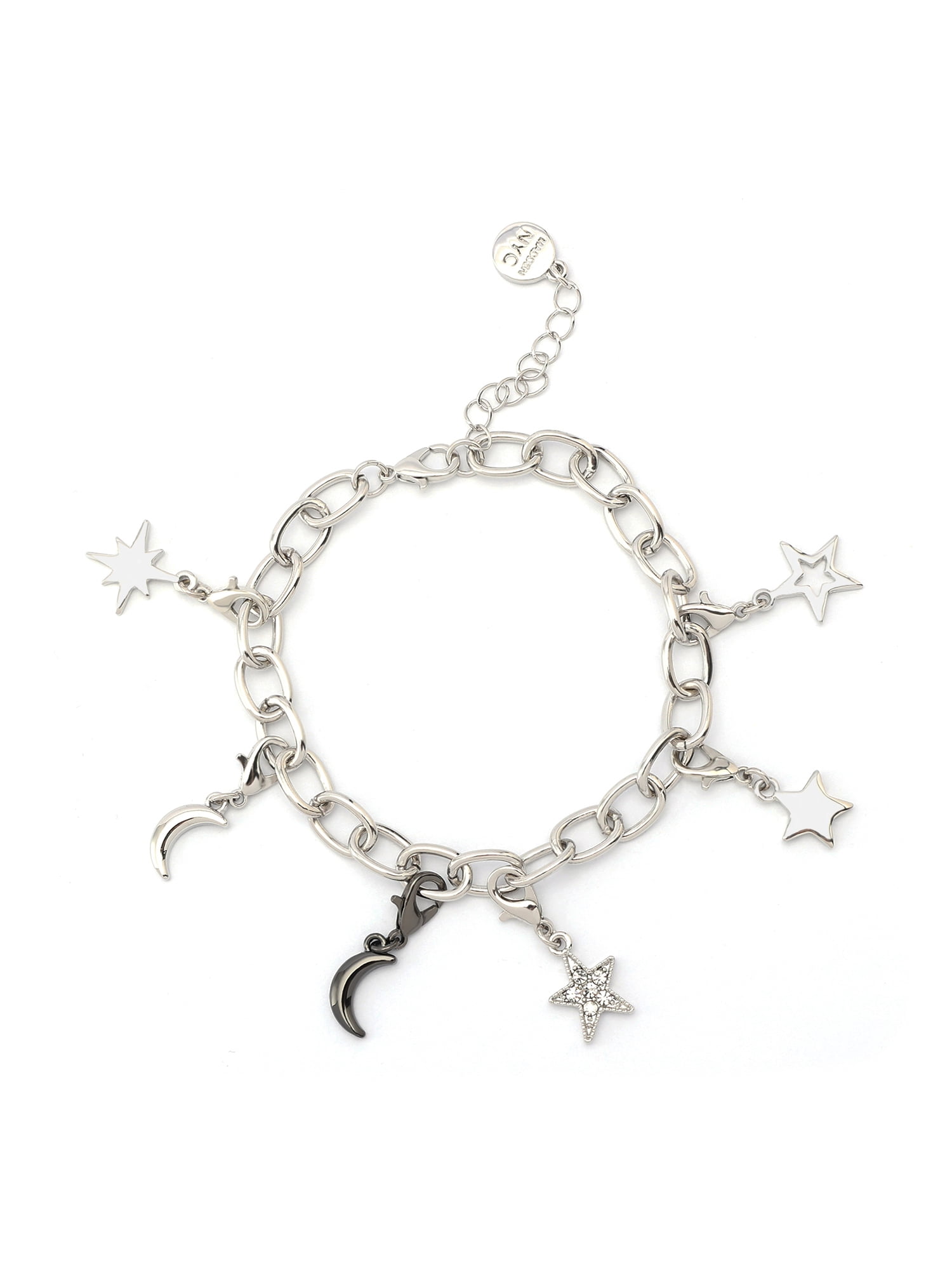 Women's Fashion Rhodium Celestial Star Bracelet & 3-Piece Charm Giftable Boxed Jewelry Set