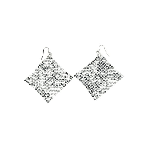 Madden NYC Women's Fashion Rhodium Chainmail Chandelier Earrings