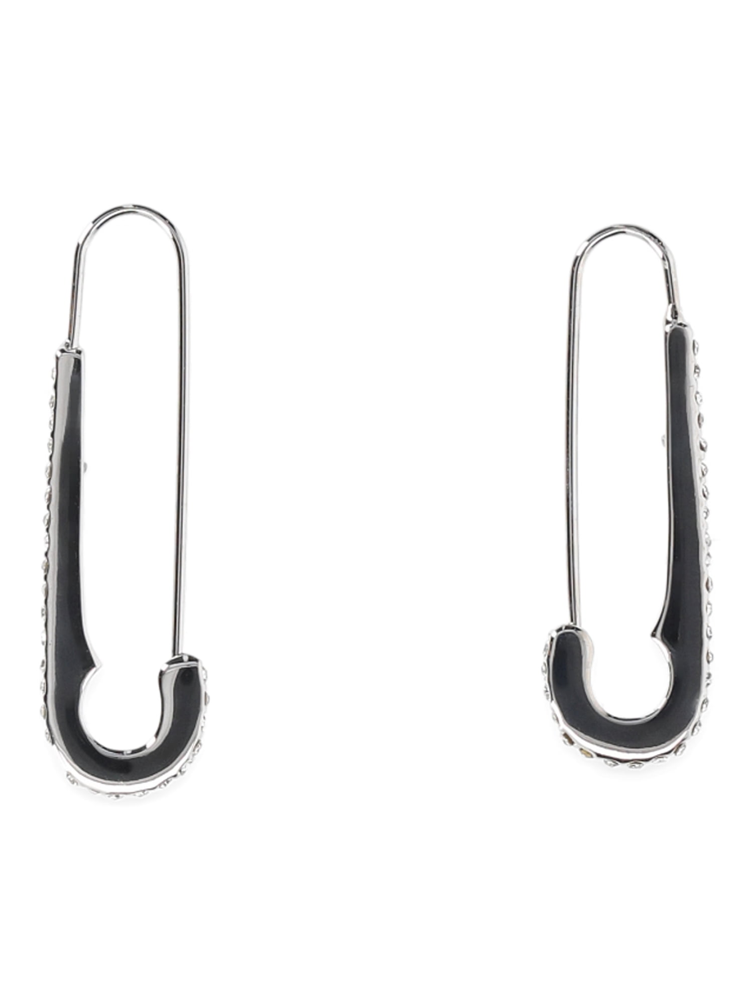 Madden NYC Women's Fashion Rhodium Safety Pin Hoop Earrings