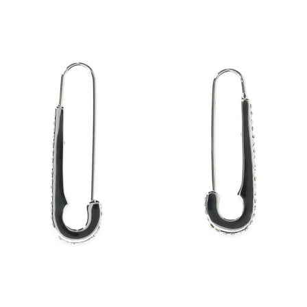 Madden NYC Women's Fashion Rhodium Safety Pin Hoop Earrings