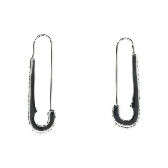 Madden NYC Women's Fashion Rhodium Safety Pin Hoop Earrings