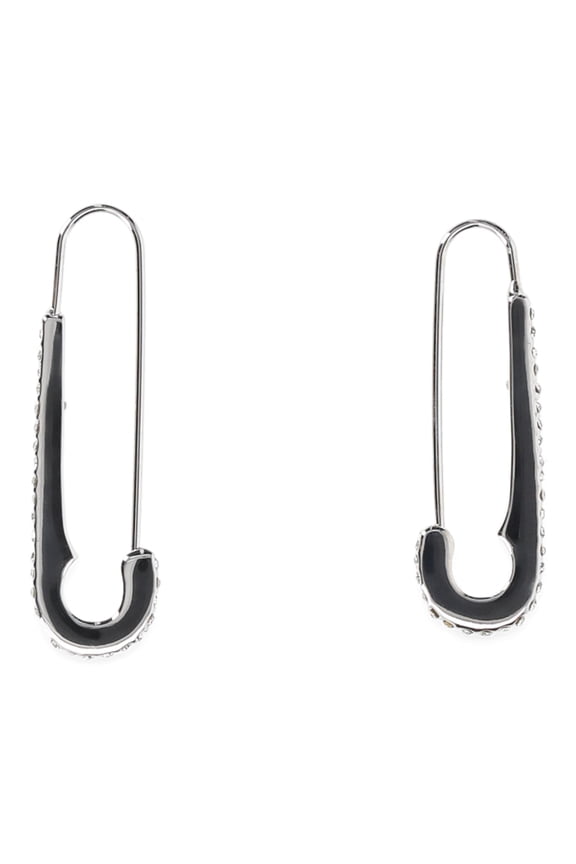Women's Fashion Rhodium Safety Pin Hoop Earrings
