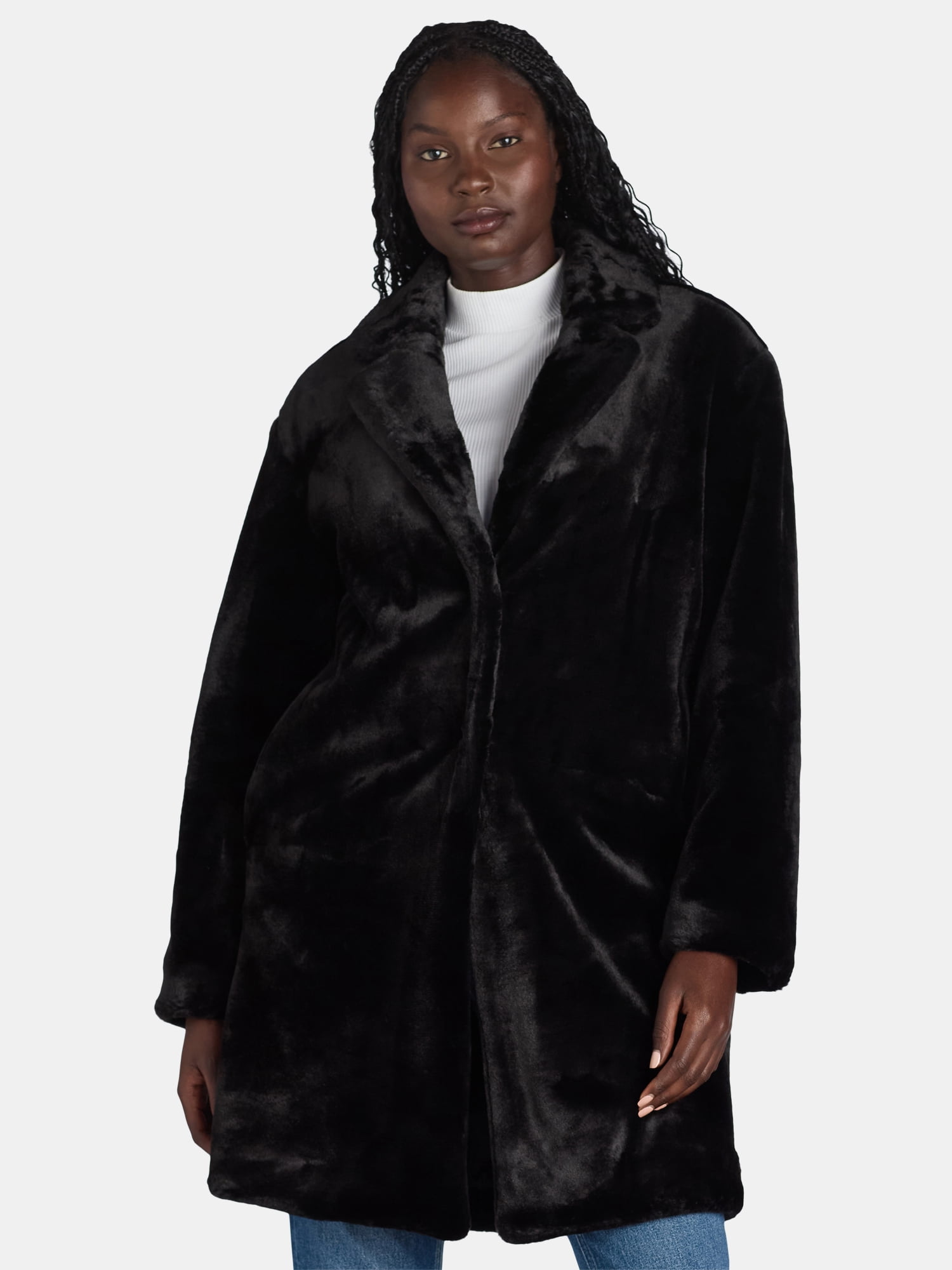 Madden NYC Women's Faux Fur Coat, Midweight, Sizes XXS-XXL