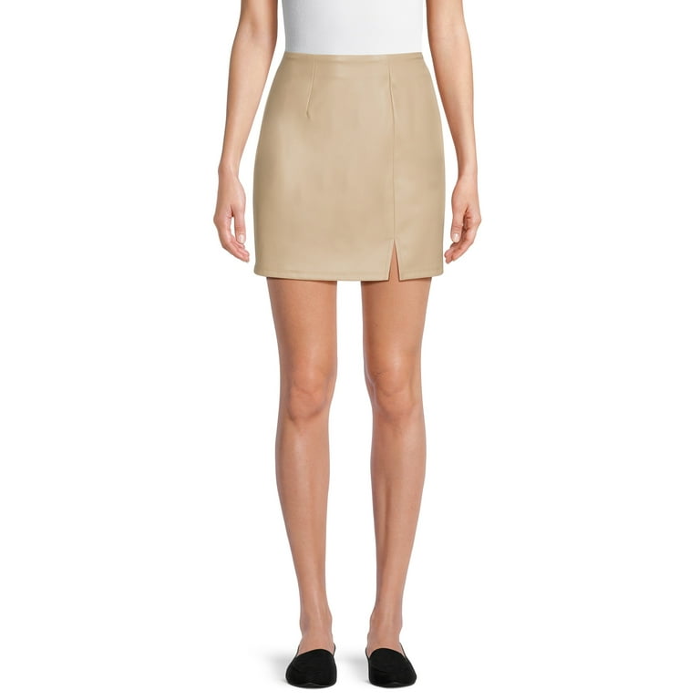 Madden NYC Women s Faux Leather A Line Slit Skirt Sizes XS 3XL
