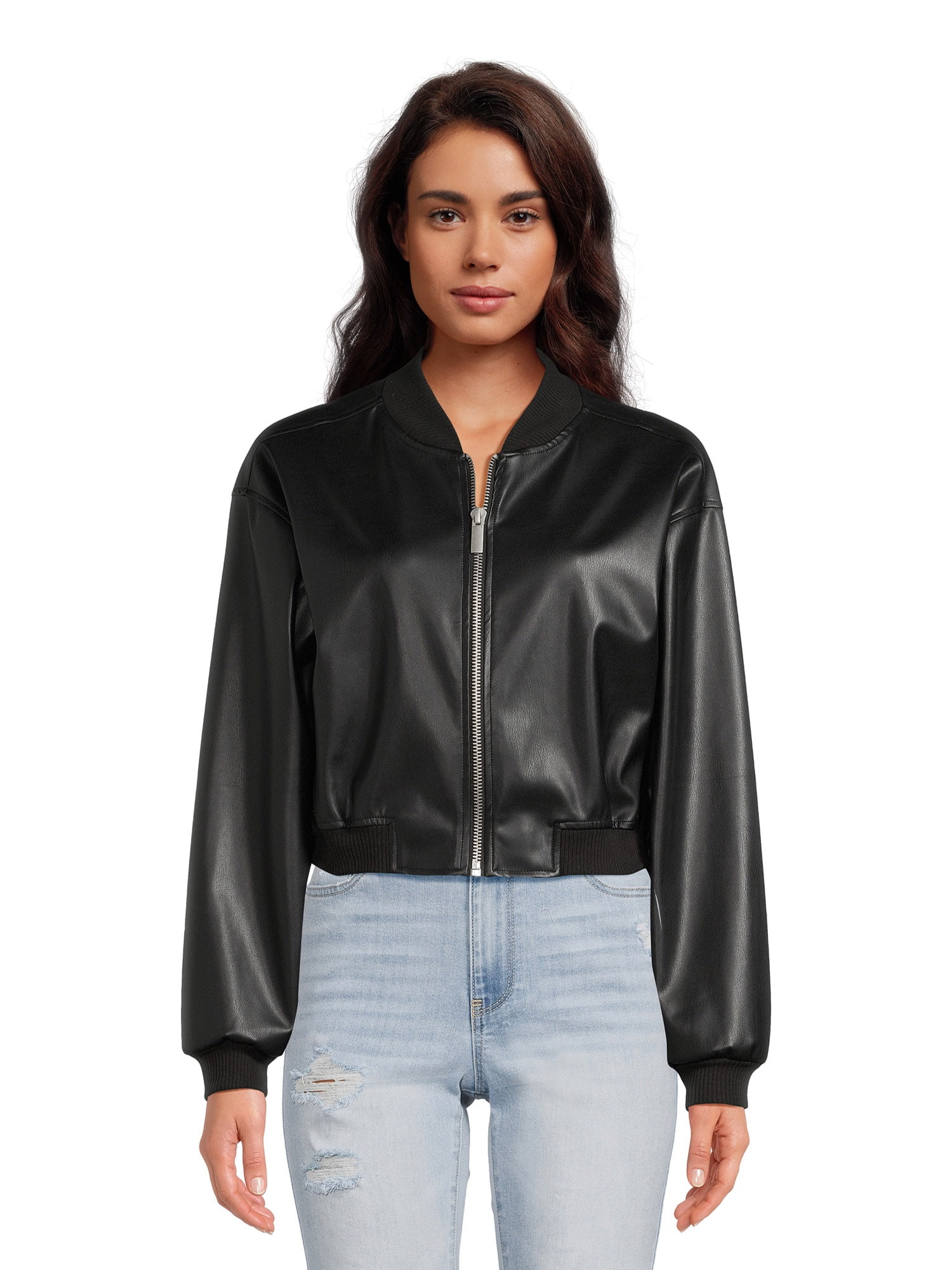 Madden NYC Women's Faux Leather Bomber Jacket, Sizes XS-XXXL - Walmart.com