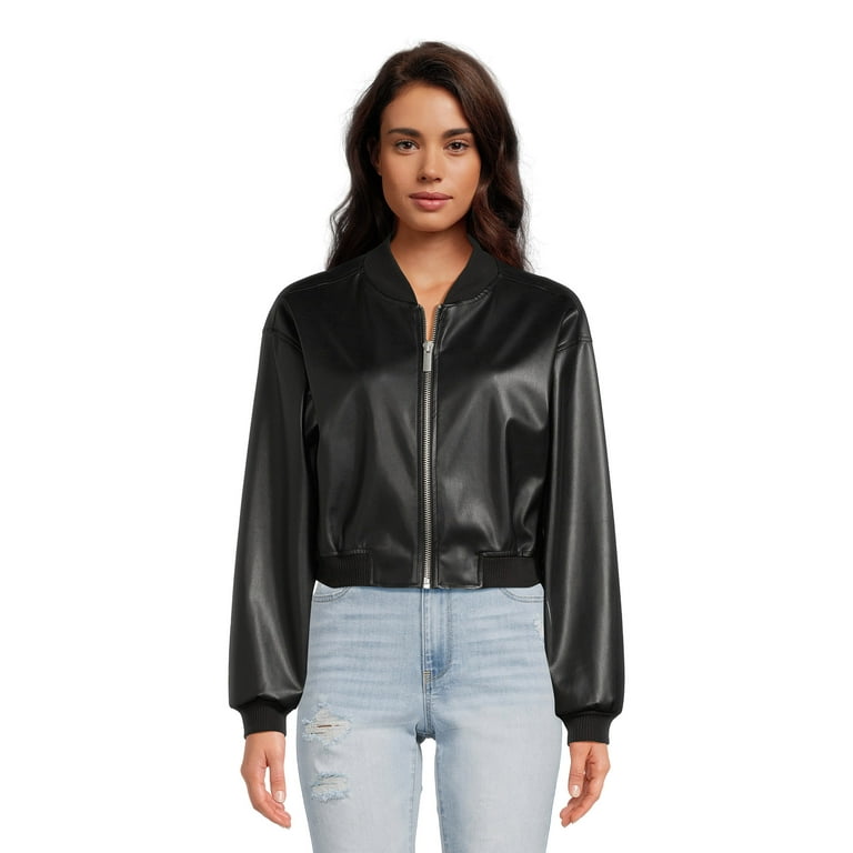 Madden NYC Women's Faux Leather Bomber Jacket, Sizes XS-XXXL