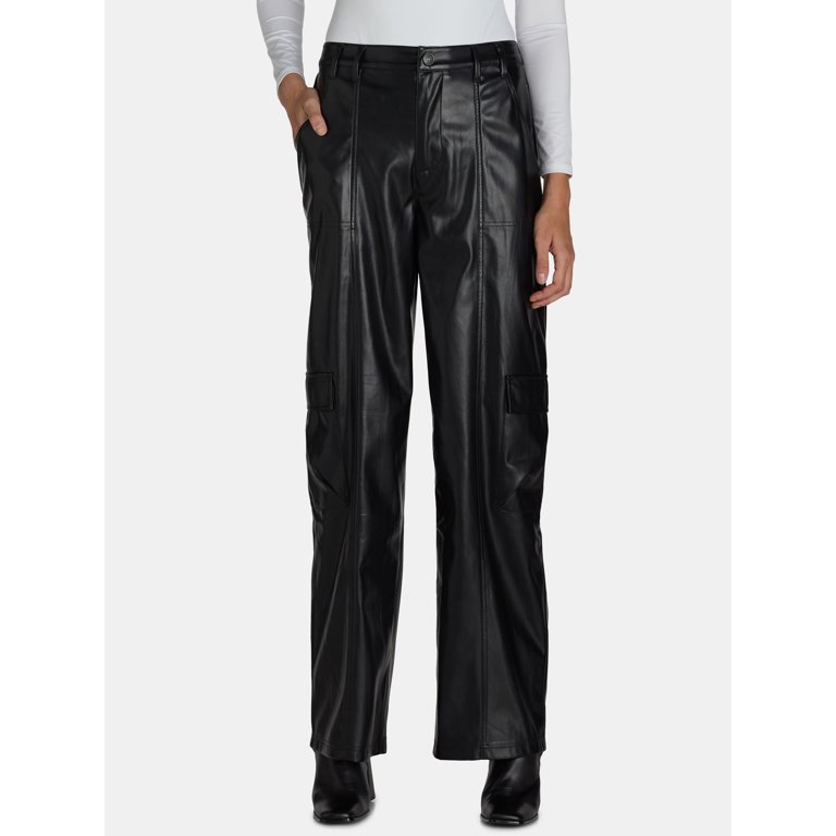 【mnem】Leather cargo wide pants Madden NYC Women's Faux Leather Cargo Pants, Sizes XXS-XXL