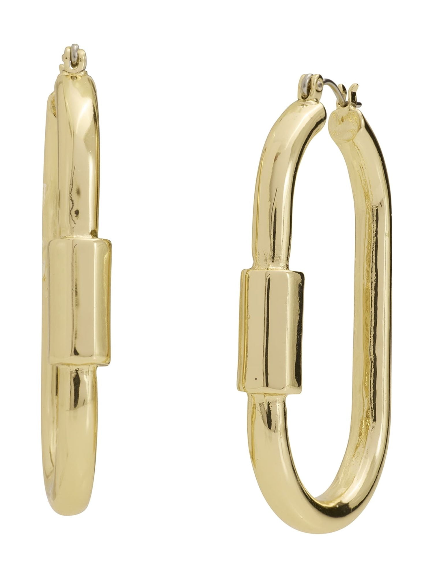 Madden NYC Women's Gold Tone Carabiner Hoop Earrings