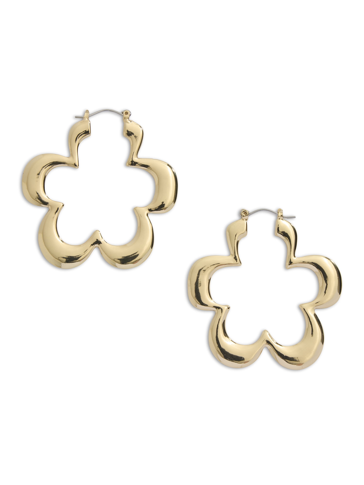 Madden NYC Women's Gold-Tone Flower Hoop Earrings