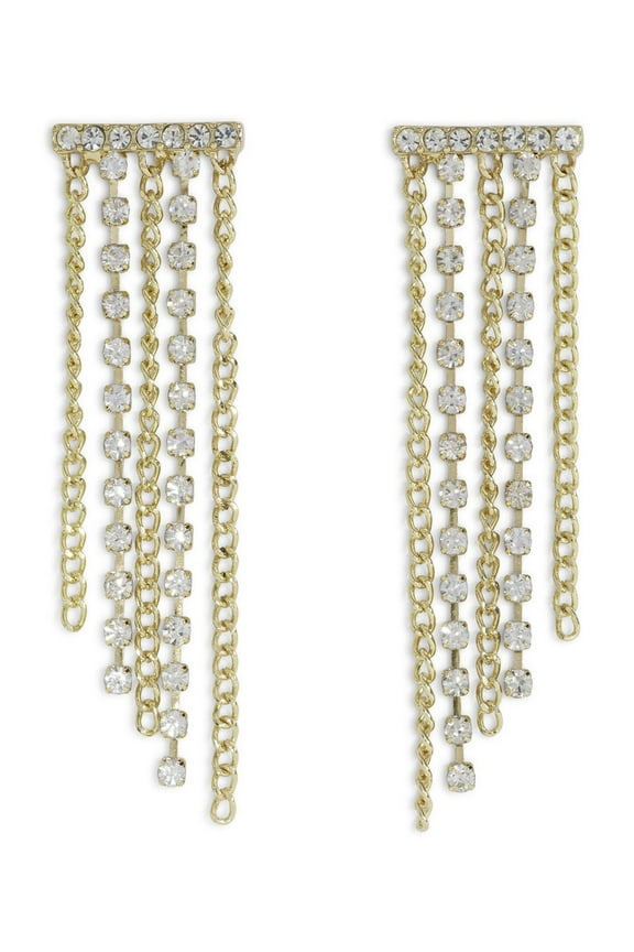 Women's Gold Tone Western Chain Fringe Earrings