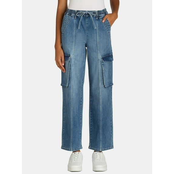 Madden NYC Women's High Rise Drawstring Skater Pants, 29" Inseam, Sizes XXS-XXL