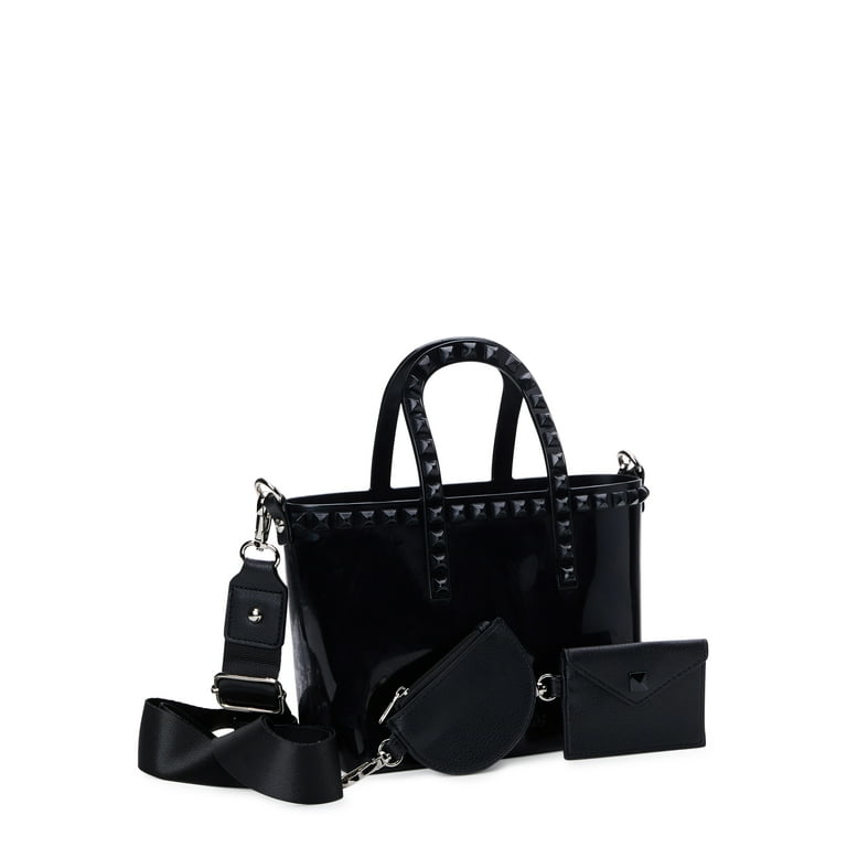 Madden NYC Women s Jelly Studded Mini Tote with Removable Pouch Black Walmart