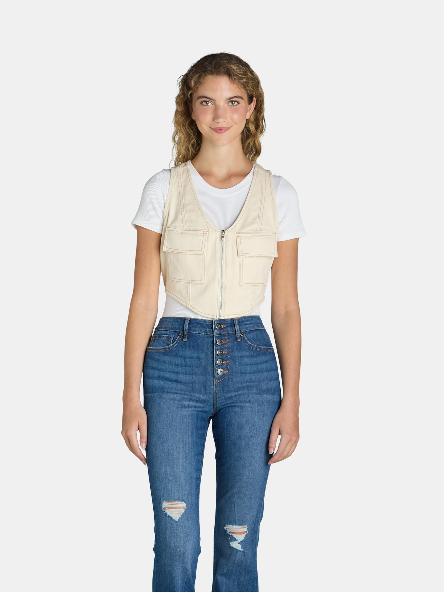 Madden NYC Women's Juniors Denim Vest