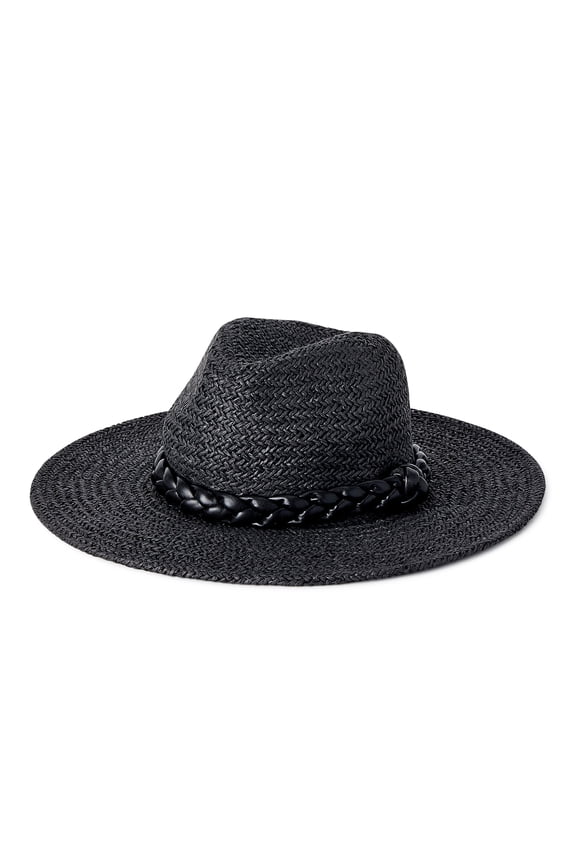 Women's Juniors Straw Fedora with Braided Band