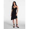 thumbnail image 1 of Madden NYC Women’s Lace Trim Satin Slip Dress with Asymmetrical Hem, Sizes XXS-XXL, 1 of 4