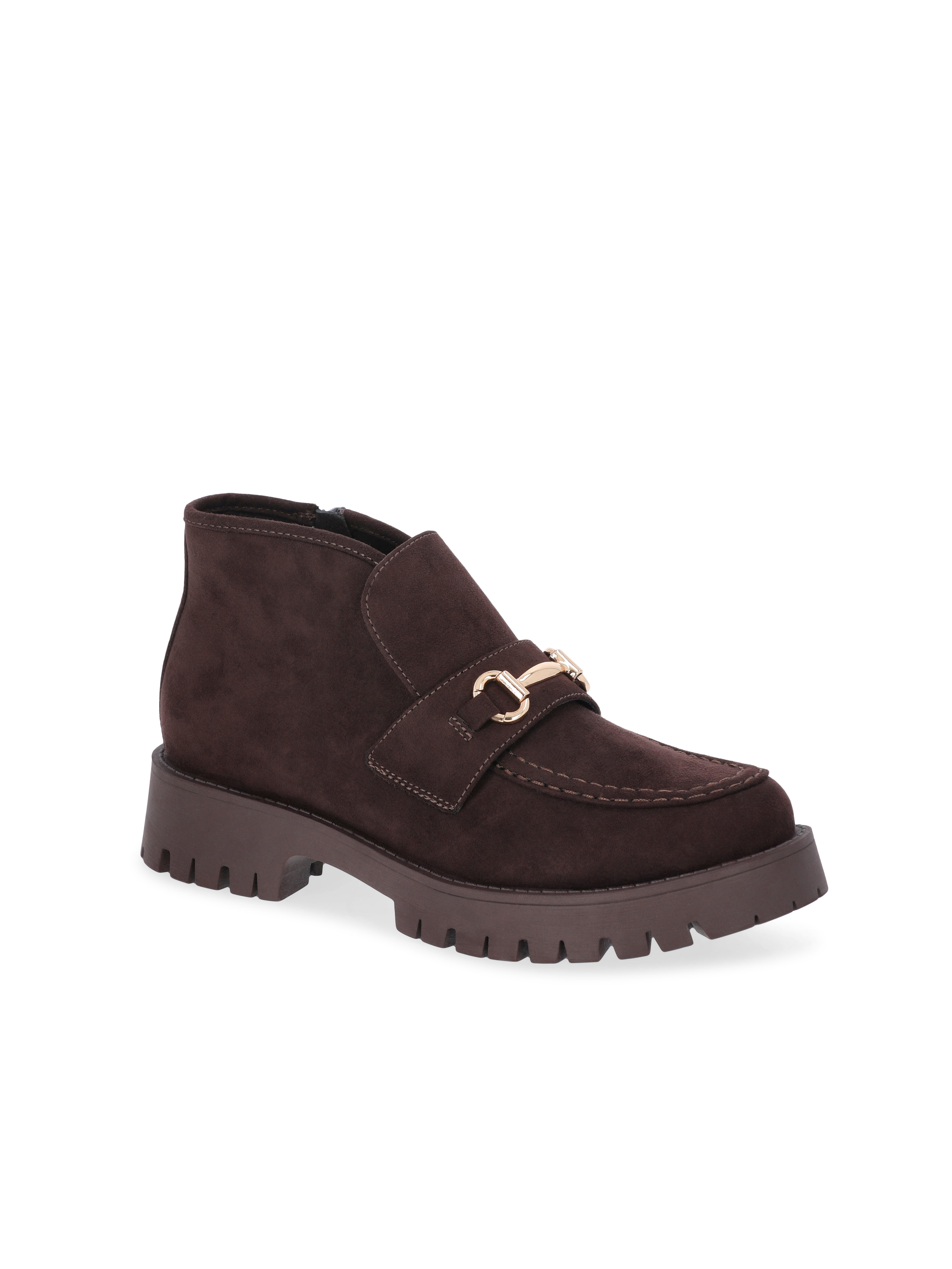 Madden NYC Women's Faux Suede Lug Sole Loafer Booties