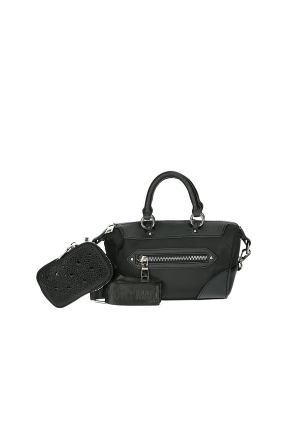 Women's Micro Top Handle Nylon Mini Handbag, Black