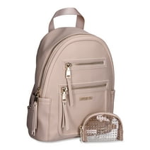 Madden NYC Women's Mini Backpack with Embellished Pouch, Beige