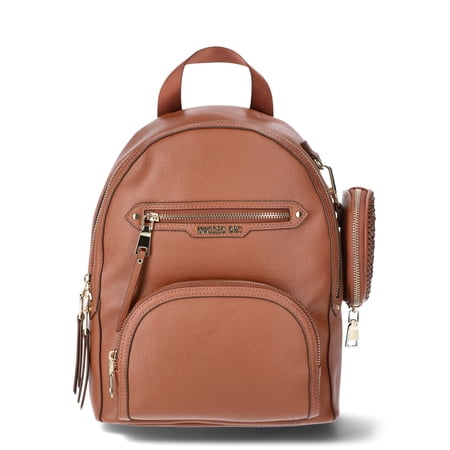 Madden NYC Women's Mini Backpack with Embellished Pouch, Cognac