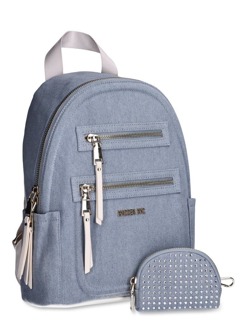 embellished mini backpack Madden NYC Women's Mini Backpack with Embellished Pouch, Denim