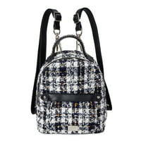 Deals on Madden NYC Womens Mini Quilted Zip Backpack Boucle Plaid