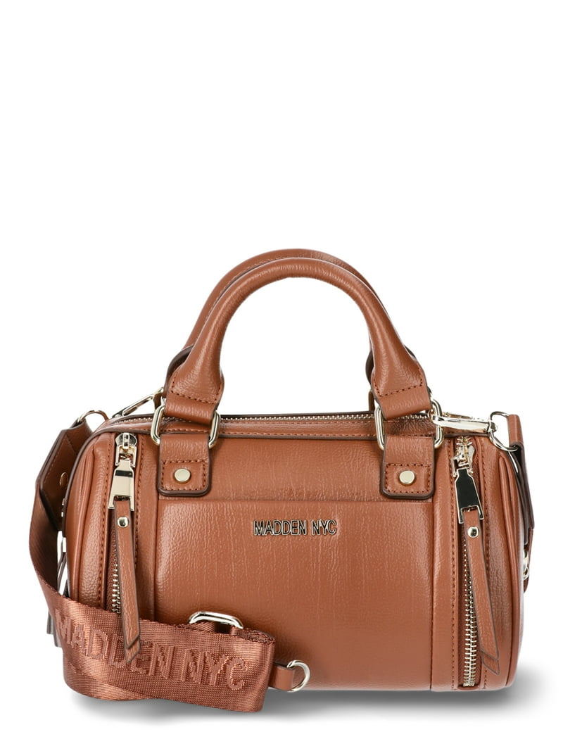 Madden NYC Women's Multi Zipper Barrel Bag, Cognac - Walmart.com