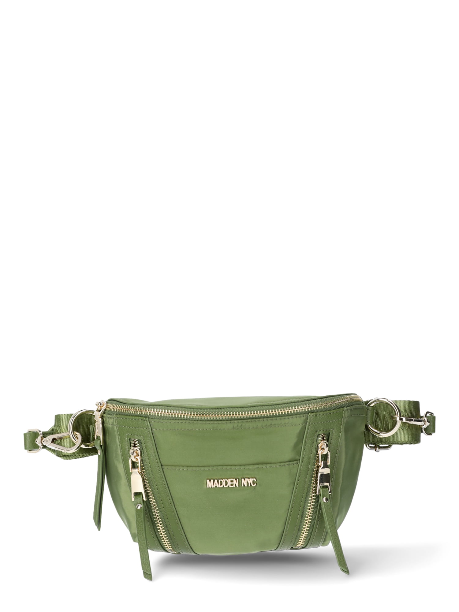 Madden NYC Women's Multi Zipper Fanny Pack with Pouch, Olive Green