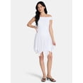 thumbnail image 1 of Madden NYC Women’s Off-the-Shoulder Mini Dress with Sharkbite Hem, Sizes XXS-XXL, 1 of 4