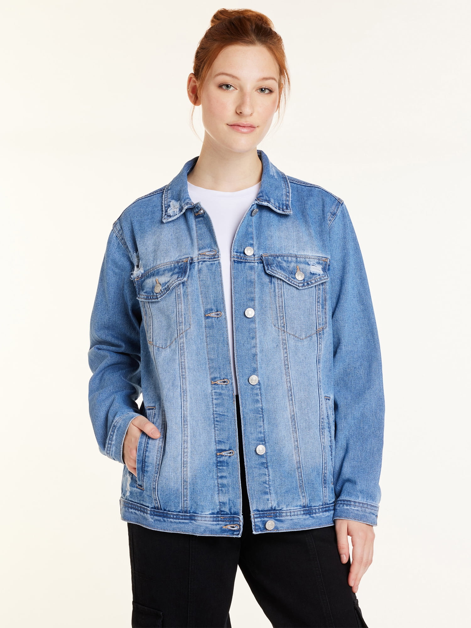 Madden NYC Women's Oversized Denim Jacket, Sizes XS-XXXL - Walmart.com