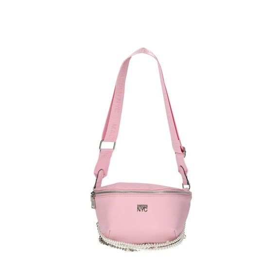 Madden NYC Women's Faux Pearl and Chain Fannypack, Pink