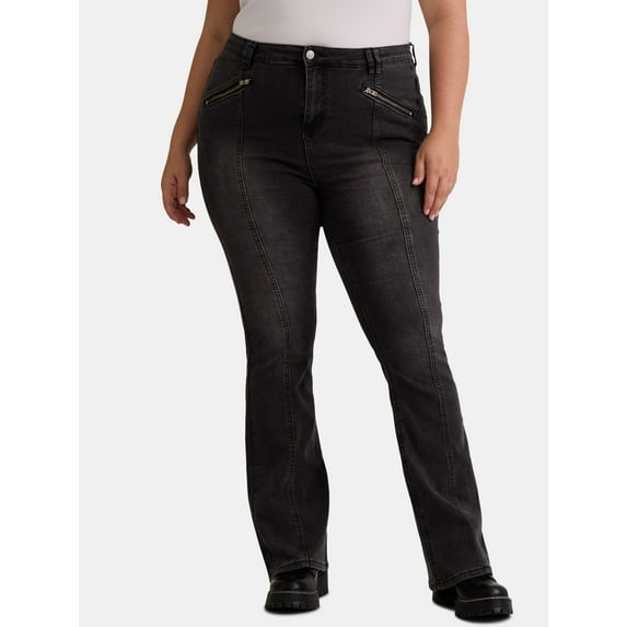 Madden NYC Women’s Plus Size Moto Bootcut Jeans, 32" Inseam, Sizes 1X-4X