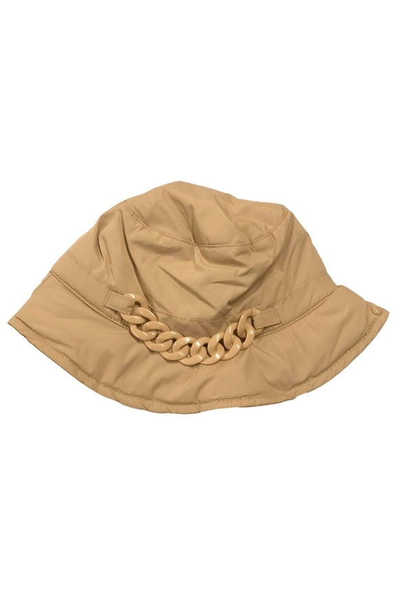 Women’s Puffer Bucket Hat with Chain Detail