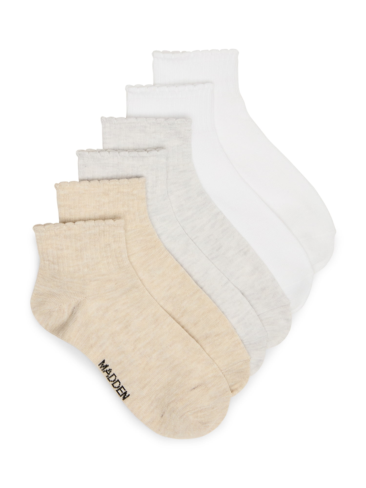 Madden NYC Women's Quarter Sock, 6-Pack, Fits Shoe Size 5-10